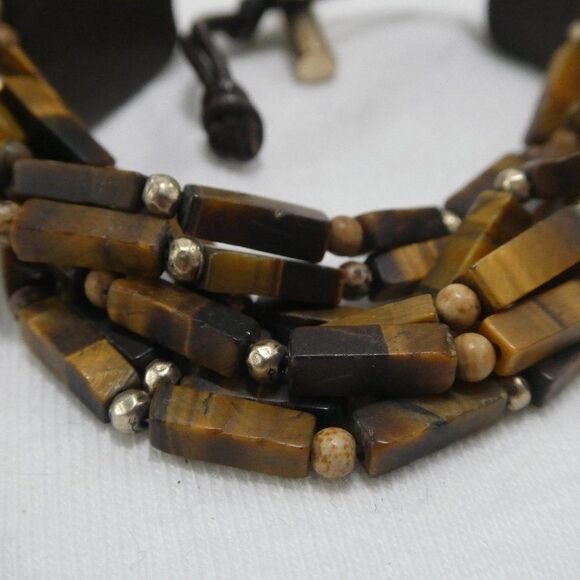 Kenneth Cole Tiger Eye Leather Toggle Bracelet - Picture 3 of 7